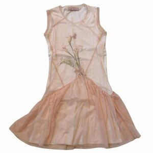 Miss Blumarine Peach Tulle Drop-Waist Dress – Size 12